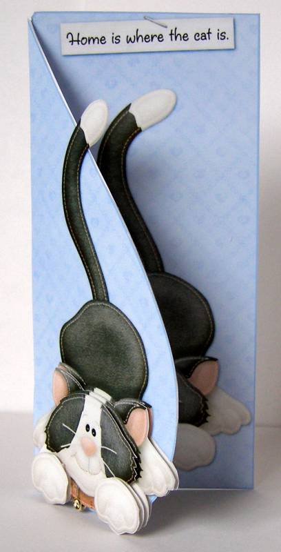 Home is Where the Cat is Blue Teardrop Card by Margaret McCartney