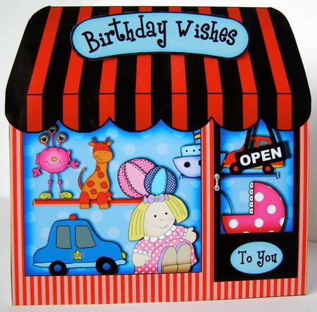 The Little Toy Shop Shaped Card Decoupage N Greetings by Margaret McCartney