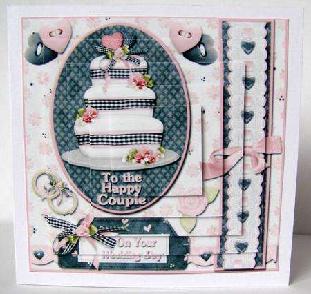 On Your Wedding Day Cake Pyramid Square Card Front by Margaret McCartney