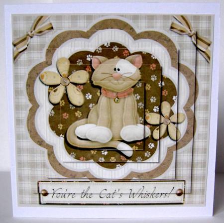 Cute Cat's Whisker's Pyramid Card Front by Margaret McCartney