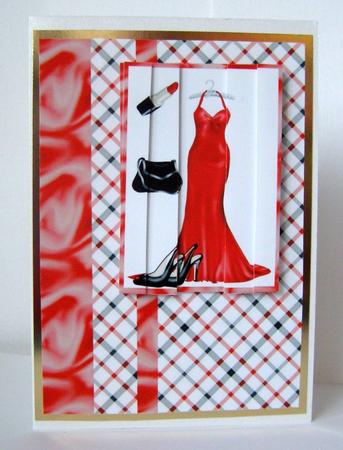 Red Dress Fashion Side Stacker Card by Margaret McCartney