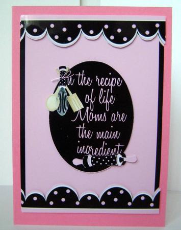 Recipe of Life Mom Pink Quick Card Front with Decoupage by Margaret McCartney