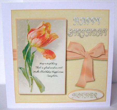 Vintage Tulip Card Front with Verse & Various Sentiments by Margaret McCartney