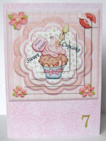 Happy Birthday Sweet Cupcake Square Pyramid Card by Margaret McCartney