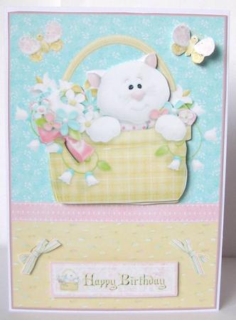 Cat in a Basket with Decoupage by Margaret McCartney