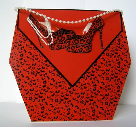 Red Animal Skin Handbag Card by Margaret McCartney