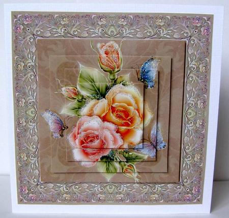 Beautiful Roses Pyramid Card Front by Margaret McCartney