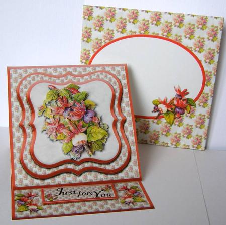 Vintage Fushia Easel Card Kit and Matching Envelope by Margaret McCartney