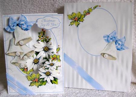 Flower Boxes 3D Card Kit - Christmas Silver Bells by Margaret McCartney