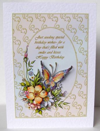 Framed Flowers Butterfly and Verse by Margaret McCartney