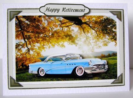 1955 Blue Buick Card Front with Step by Step by Margaret McCartney