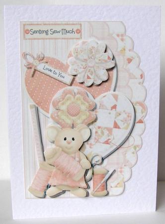 Sending Sew Much Love to You, Tripple Scallop Card Front by Margaret McCartney