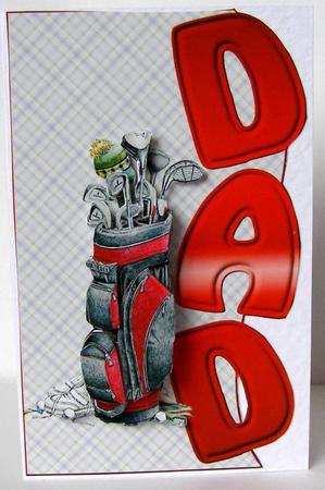Golf Bag Dad Shaped Card by Margaret McCartney