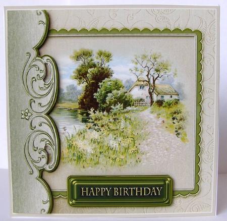 Vintage Cottage Landscape Decoupage by Margaret McCartney