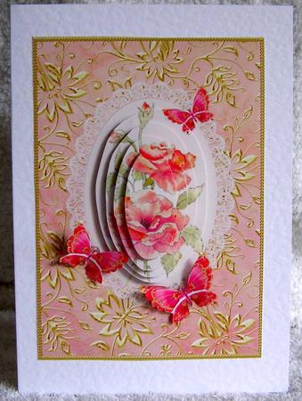 Red Roses Butterflies and Gilded Frame Decoupage by Margaret McCartney