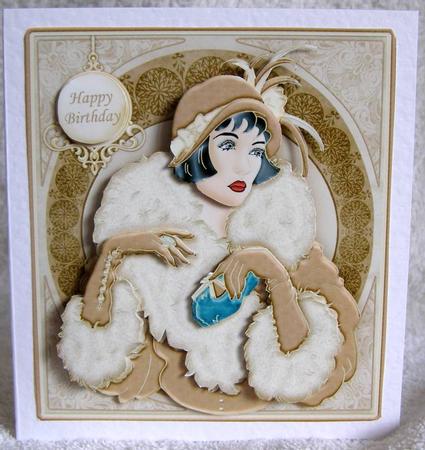 Art Deco Lady Decoupage in Brown & Cream by Margaret McCartney
