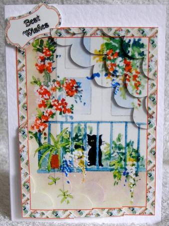 Cat on Balcony Corner Stacker by Margaret McCartney