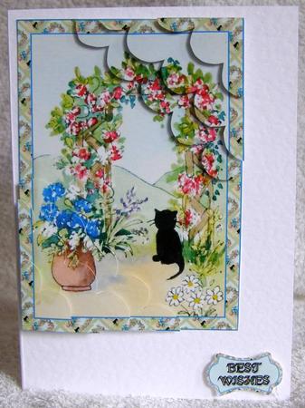 Cat and Floral Arch Corner Stacker by Margaret McCartney
