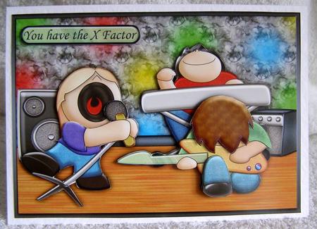 Rock Band with x Factor Topper &decoupage by Margaret McCartney