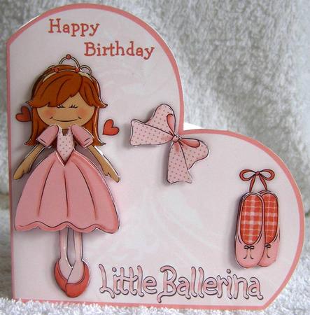 Little Ballerina Heart Shaped Cut and Fold Card by Margaret McCartney