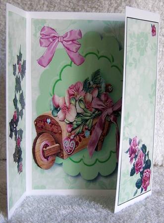 Wheelbarrow of Roses and Ivy, Small Gatefold by Margaret McCartney