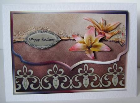 Pretty Lilies Fancy Scalloped Edge Envelope Card by Margaret McCartney