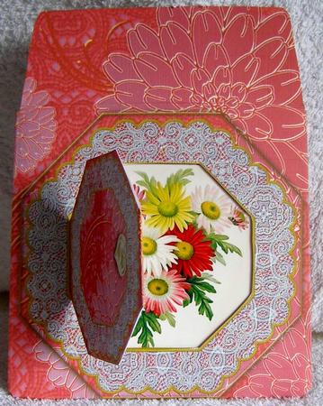 Crazee Daisies Pink Octagon Lace 3D Locket Kit by Margaret McCartney