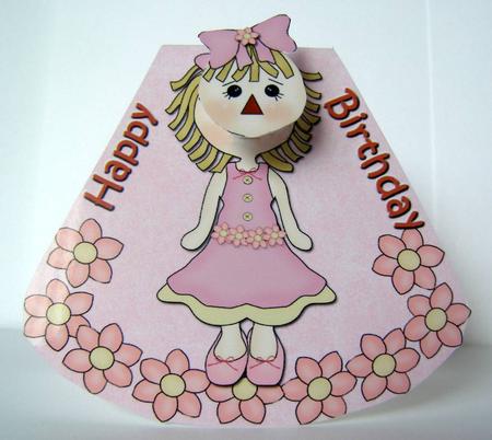 Raggydoll Birthday Age Shaped Wobble Card by Margaret McCartney
