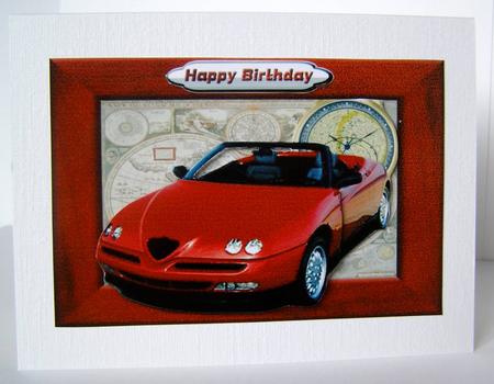 Back to the Future Red Car Step by Step Card Front by Margaret McCartney