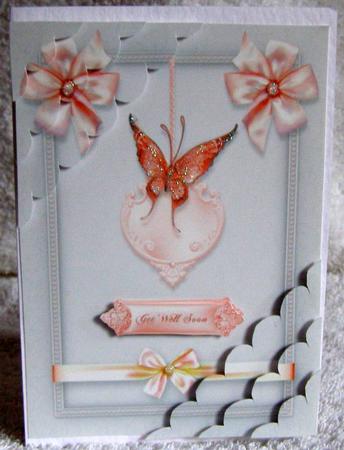 Pink Butterfly Deckle Edge Stacker by Margaret McCartney