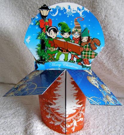 Elf Carollers 3D Spring Popup Card Kit by Margaret McCartney