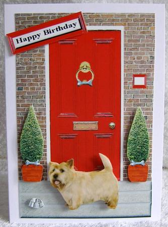 Cairn Terrier with a Red Door by Margaret McCartney