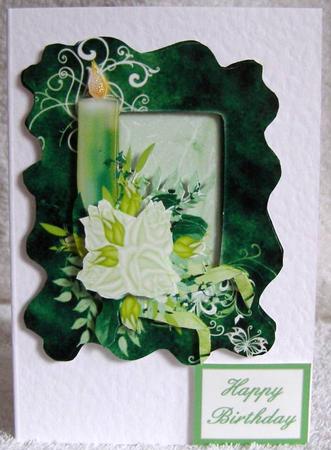 Green Roses and Candle in a Frame by Margaret McCartney