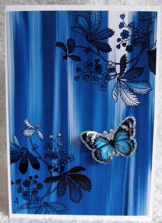 Blue Floral Painted Corner A4 Backing Paper by Margaret McCartney