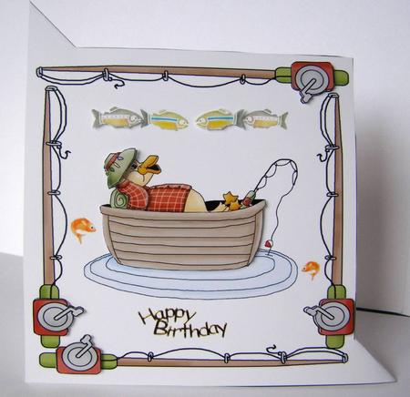 Decoupage Fishing Duck by Margaret McCartney