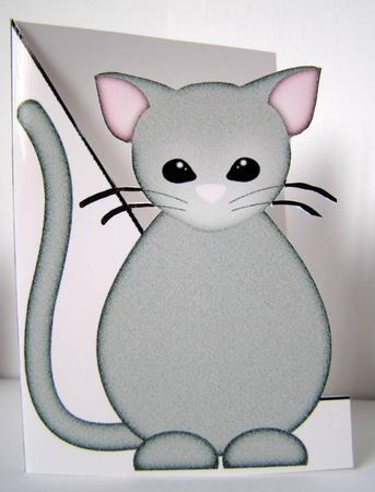 Cute Cat and Mouse Shaped Front A5 Print and Fold Card by Margaret McCartney