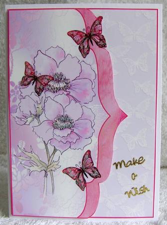 Pink Anemone Elegant Scallop Envelope Card by Margaret McCartney