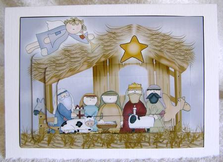 Whimsical Nativity 5x7 Pyramage by Margaret McCartney