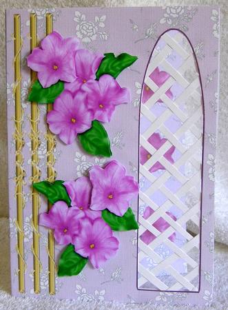 Pink Petunias Trellis Card by Margaret McCartney