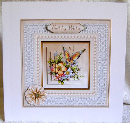 Butterflies, Blossoms 'n Lace Pyramid Card Front by Margaret McCartney