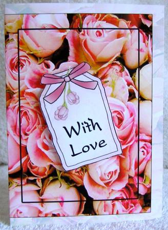 Pink Roses Insert or Quick Print and Fold Card by Margaret McCartney