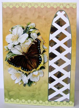 Vintage Butterfly on Blossom Side Trellis Card by Margaret McCartney