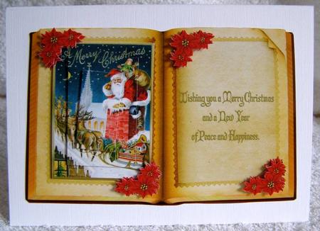 Christmas Eve Vintage Book Card Front by Margaret McCartney
