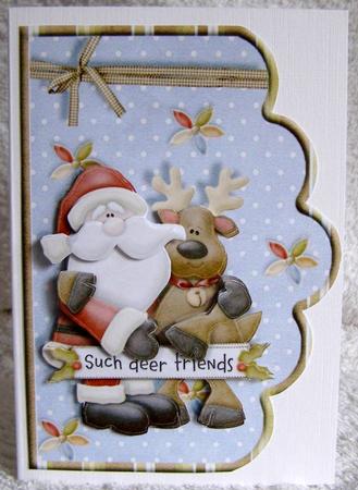 Deer Friends Scallope Edge Curve Card by Margaret McCartney