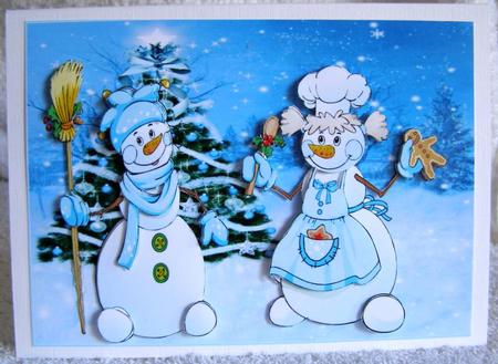 Blue Christmas Snow Couple by Margaret McCartney