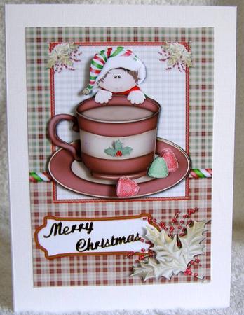 A Cup of Christmas Cheer Card Front/topper and Decoupage by Margaret McCartney
