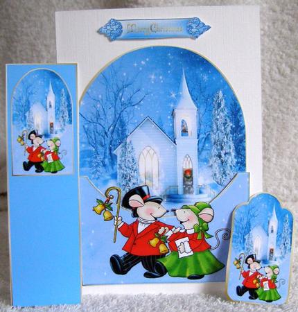 Christmas Mice Stroll with Bookmark and Tag by Margaret McCartney