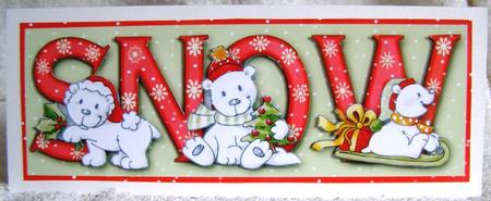 Polar Bear Friends Snow Large Dl Card Front with Decoupage by Margaret McCartney