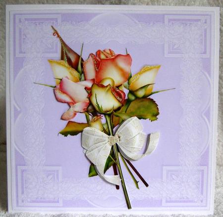 Rosebuds 1 Card Front with Decoupage by Margaret McCartney