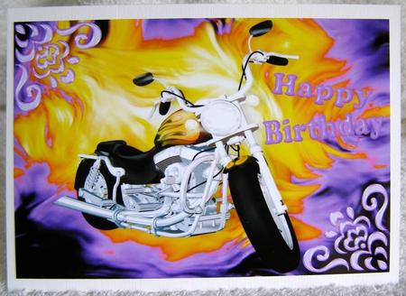 Motor Bike with Purple Abstract A4 by Margaret McCartney